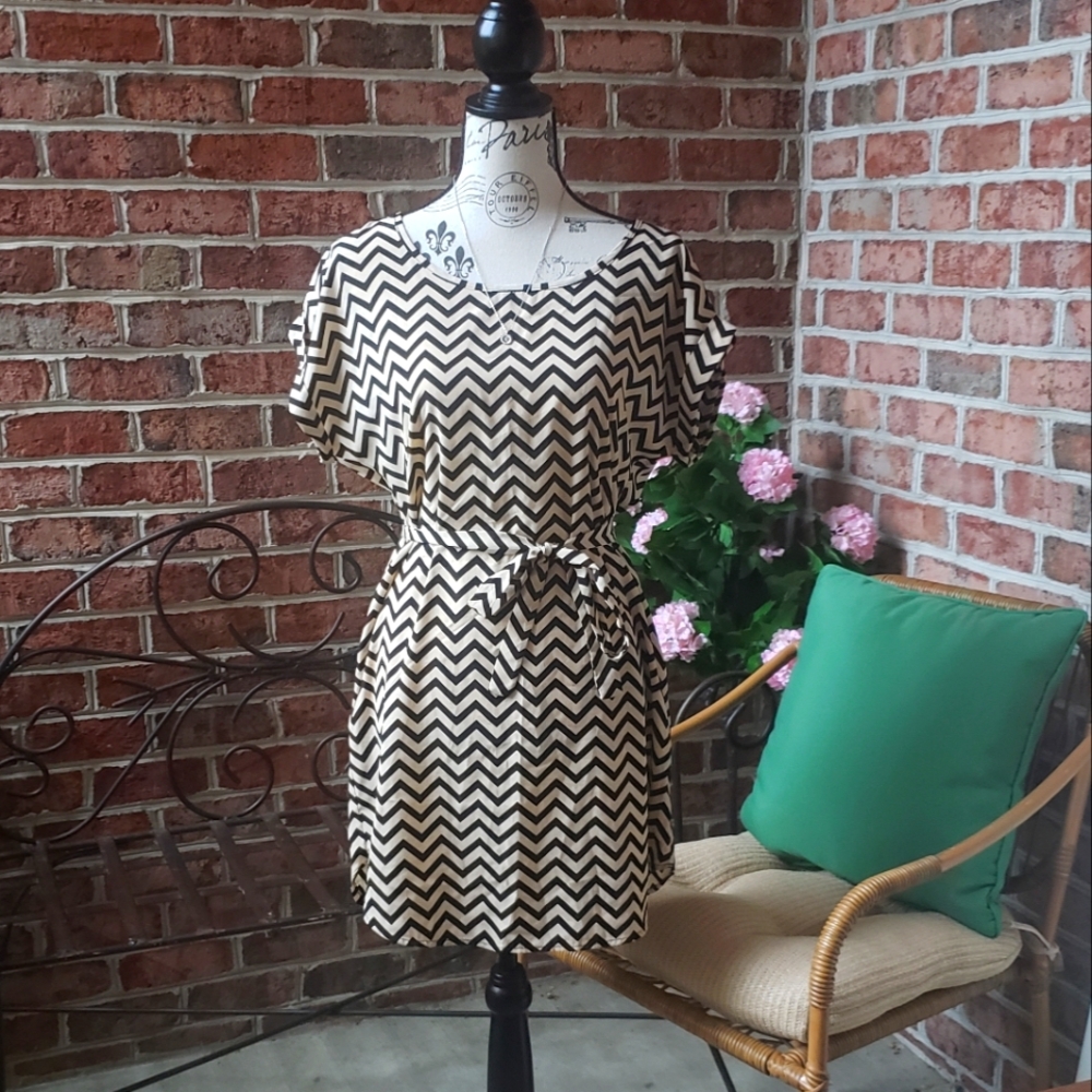 Black & Cream Printed Dress